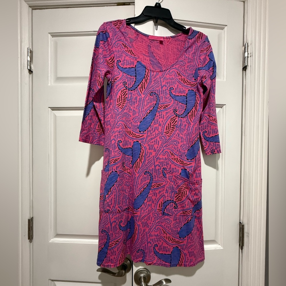 Fresh Produce Pink and Blue V-Neck Sheath Dress